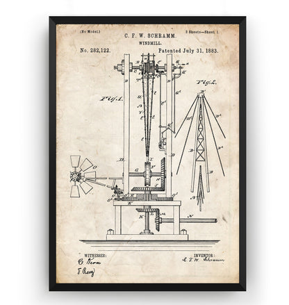 Windmill 1883 Patent Print - Magic Posters