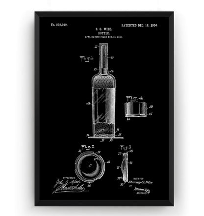 Wine Bottle 1906 Patent Print - Magic Posters
