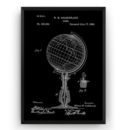 World Globe 1888 Patent Print - Magic Posters