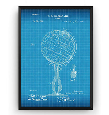 World Globe 1888 Patent Print - Magic Posters