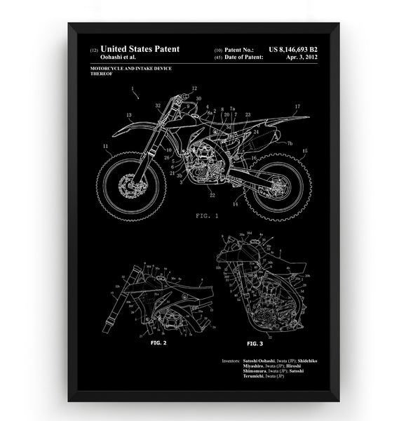 Yamaha Dirt Bike 2012 Patent Print - Magic Posters
