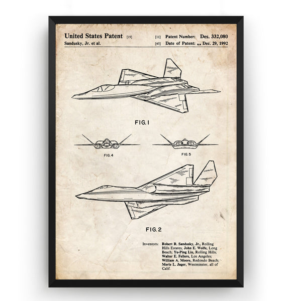 YF-23 Stealth Fighter Jet Patent Print - Magic Posters